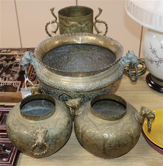 Four pieces of Indian brassware